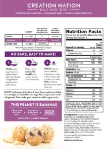 Creation Nation Protein Bar Mix, Back of Package