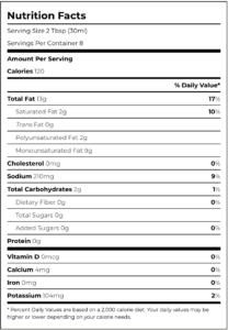 Primal Kitchen Ranch Dressing - Nutrition Facts