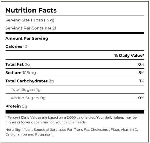 Primal Kitchen Ketchup - Nutrition Facts