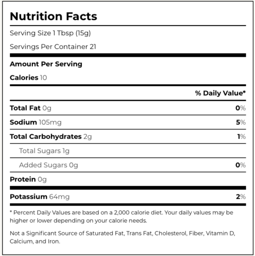 Primal Kitchen Spicy Ketchup - Nutrition Facts