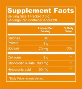 Vital Proteins Bone Broth Collagen Stick Pack - Box of 20 Supplement Facts