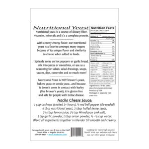 Foods Alive Nutritional Yeast Nutrition Facts