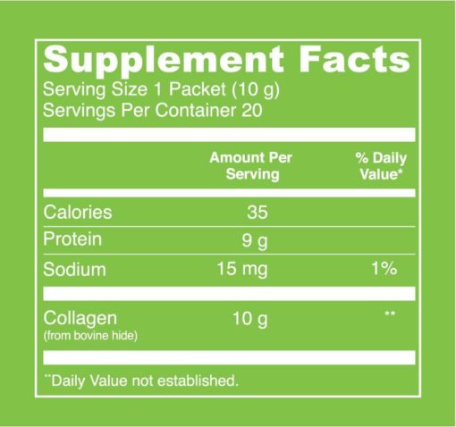 Vital Proteins Stick Pack Supplement Facts