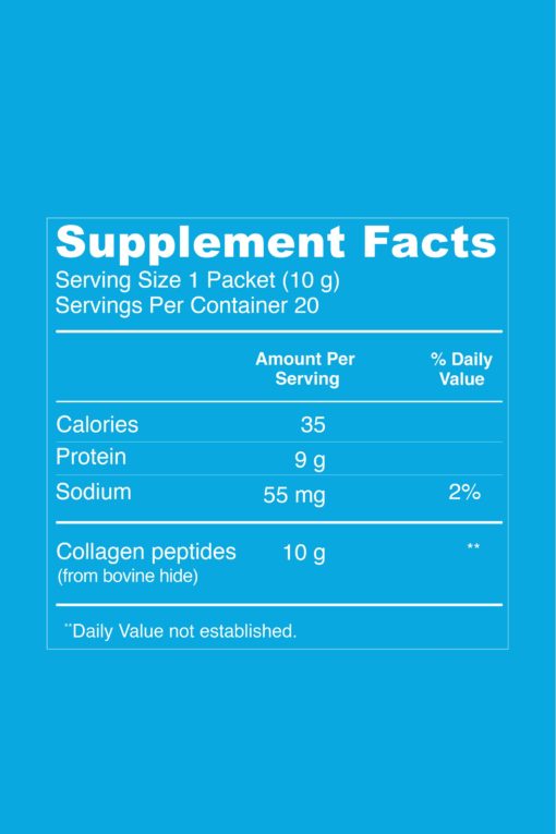 Vital Proteins Collagen Peptides Stick Pack - Back of Package